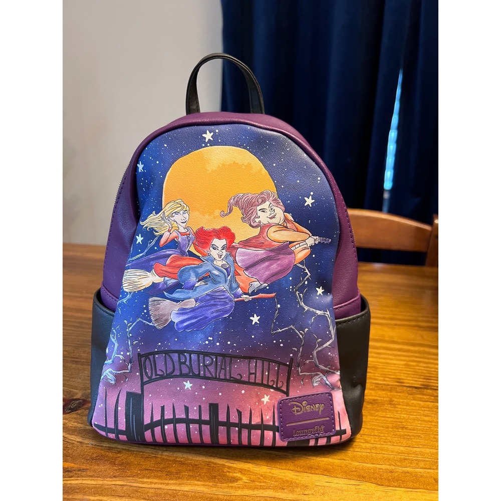Loungefly Disney Hocus Pocus Sanderson Sisters Old Burial Hill Mini Backpack EUC